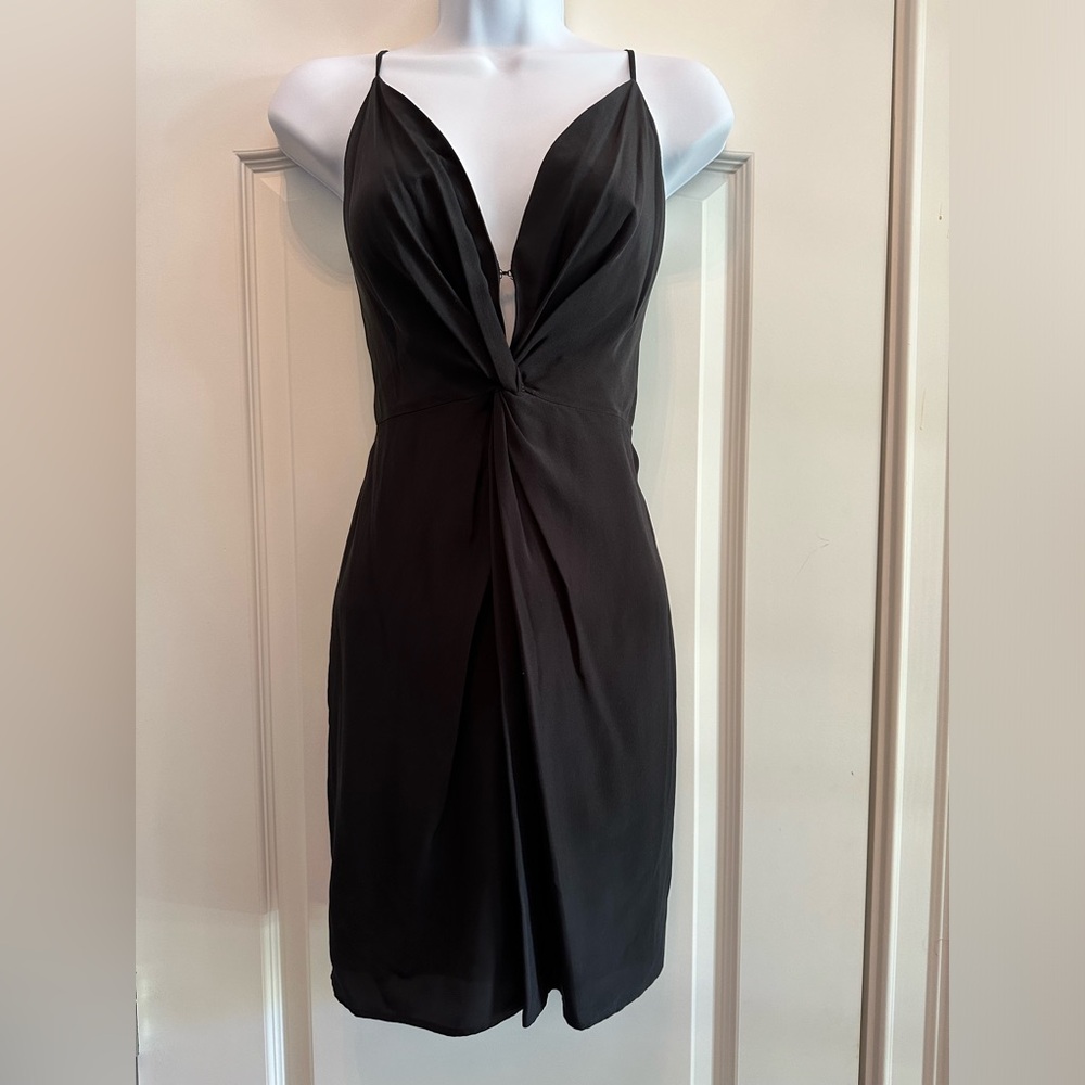 Lavender Brown black silk mini dress
